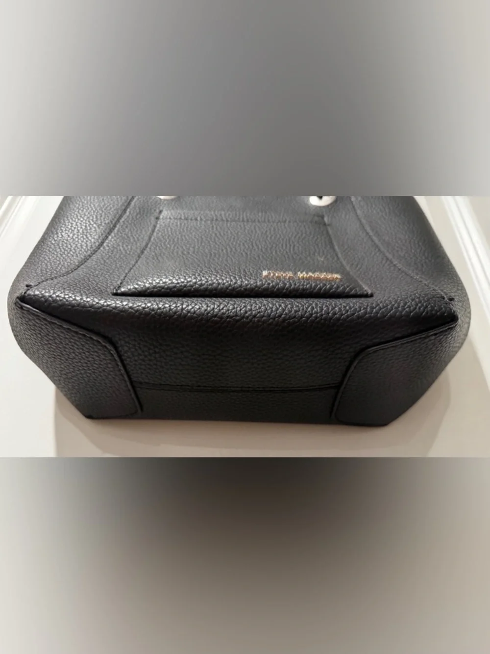 Steve Madden Black Pebbled Tote Bag NWOT Structured Silver Hardware - Picture 5 of 11